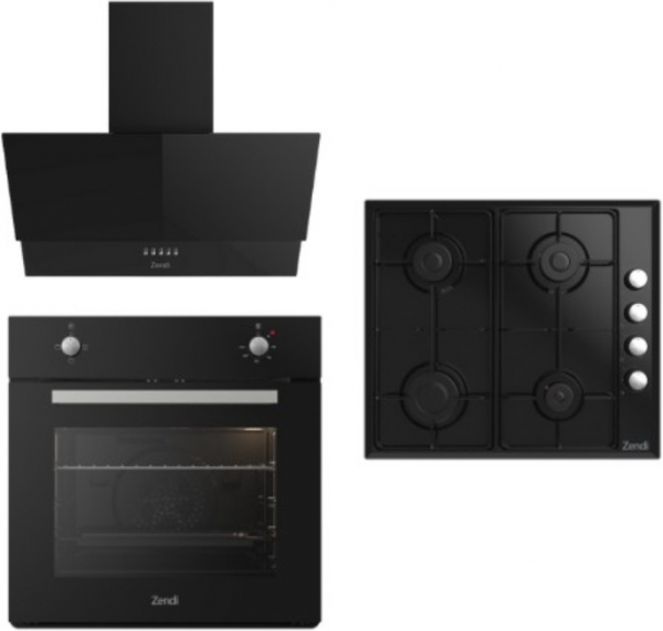 Zendi 3'lü Siyah Ankastre Set ZO 21411 B + ZF3001B + ZD1001B