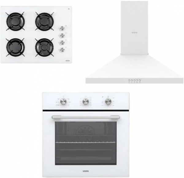 Vestel Eğik Beyaz Set 6 Ankastre Set AO-65104 B + AF-5621 B + AD-60030 B