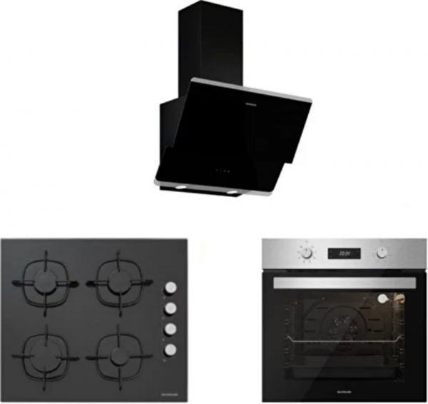 Silverline Inox Siyah Ankastre Set CS5335B01 + BO6504X01 + 3490 Oslo 60