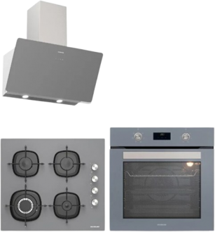 Silverline Gri Ankastre Set CS5629S01 + BO6502S02 + 3457 Soho 60
