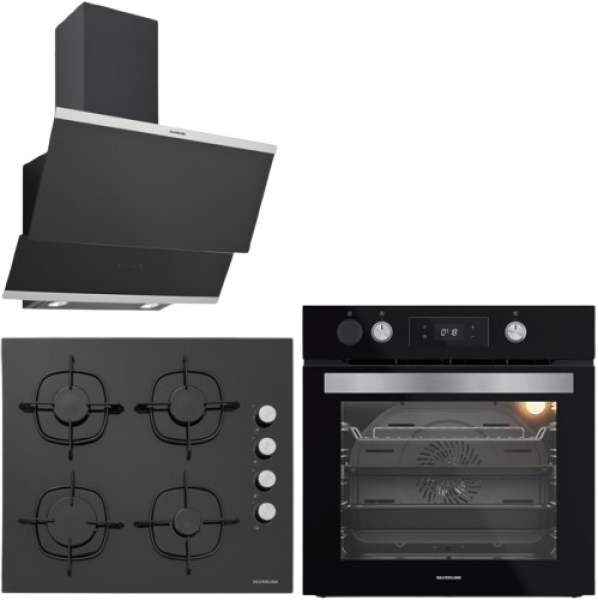 Silverline Siyah Cam Ankastre Set CS5700E6B01 + BO65P4B01 + 3420 Classy