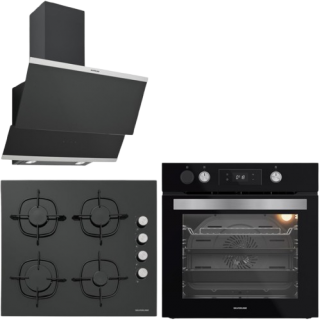 Silverline Siyah Cam Ankastre Set CS5700E6B01 + BO65P4B01 + 3420 Classy