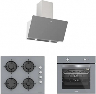 Silverline Gri Ankastre Set CS5349S01 + BO6501S01 + 3457 Soho 60