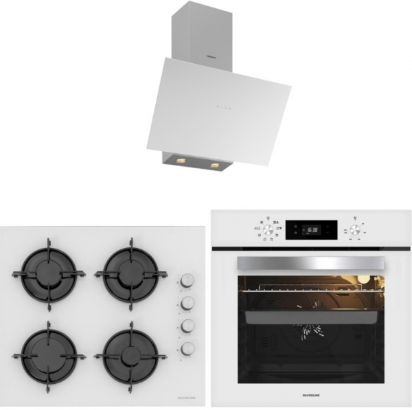 Silverline Beyaz Cam Ankastre Set CS5349W01 + BO65E4W01 + 3481
