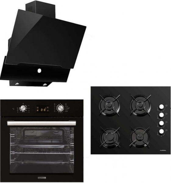 Luxell Opall Siyah Ankastre Set LX-40 TAHDF + B66-SGF3 + DA-830