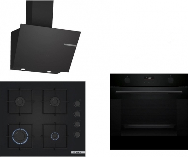 Bosch Siyah Set 496 Ankastre Set POP6C6P31O + HUA736EA0T + DWK66PJ60T