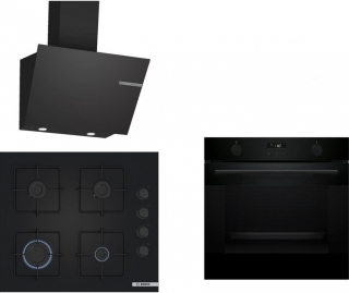 Bosch Siyah Set 496 Ankastre Set POP6C6P31O + HUA736EA0T + DWK66PJ60T