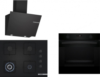 Bosch Siyah Set 534 Ankastre Set POH7C6P31O + HUA736EA0T + DWK66PJ60T