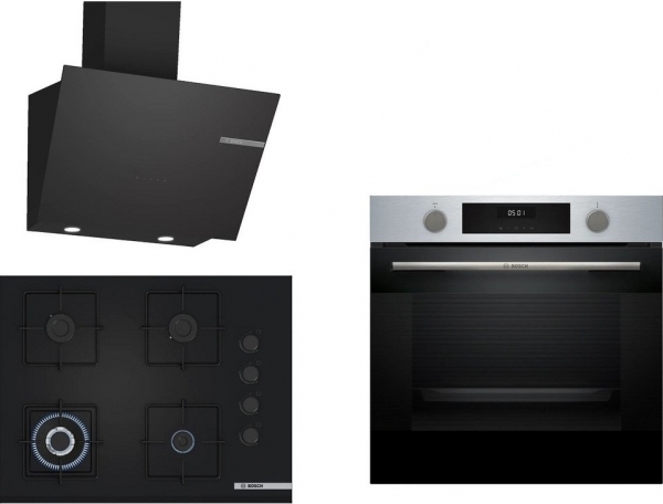 Bosch Siyah Set 532 Ankastre Set POH7C6P31O + HUA717BR0T + DWK66PJ60T