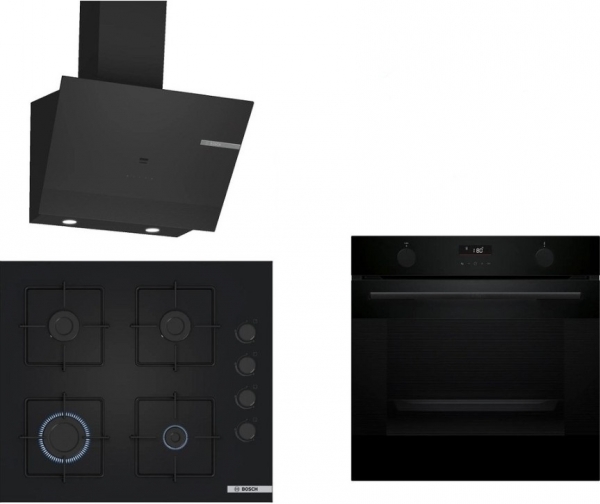 Bosch Siyah Set 508 Ankastre Set POP6C6P31O + HUA736EA0T + DWK67PJ60T