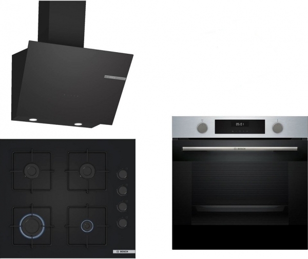Bosch Siyah Set 494 Ankastre Set POP6C6P31O + HUA717BR0T + DWK66PJ60T