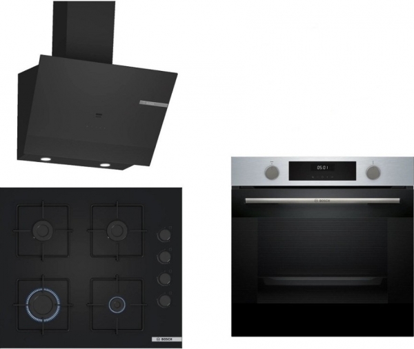 Bosch Siyah Set 506 Ankastre Set POP6C6P31O + HUA717BR0T + DWK67PJ60T