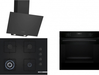 Bosch Siyah Set 518 Ankastre Set POH7C6P31O + HUA717BA0T + DWK64PJ60T