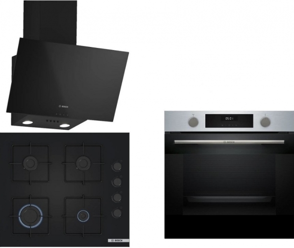 Bosch Siyah Set 482 Ankastre Set POP6C6P31O + HUA717BR0T + DWK63PJ60T