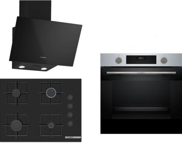 Bosch Siyah Set 568 Ankastre Set POP7C6P31O + HUA717BR0T + DWK63PJ60T