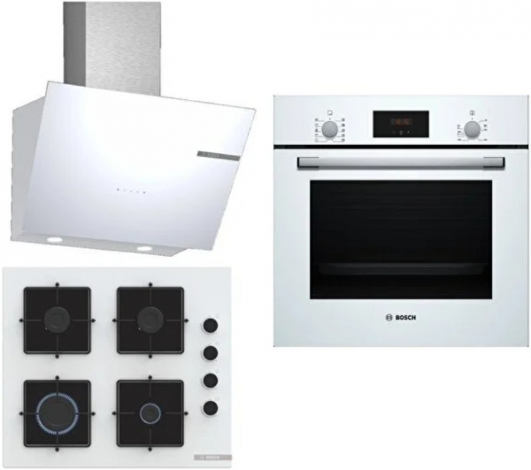 Bosch Beyaz Set 279 Ankastre Set POP6C2P31O + HBF512BW1T + DWK66PJ20T