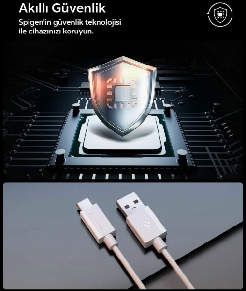Spigen USB-A to USB-C 60W Şarj Kablosu (2 m)