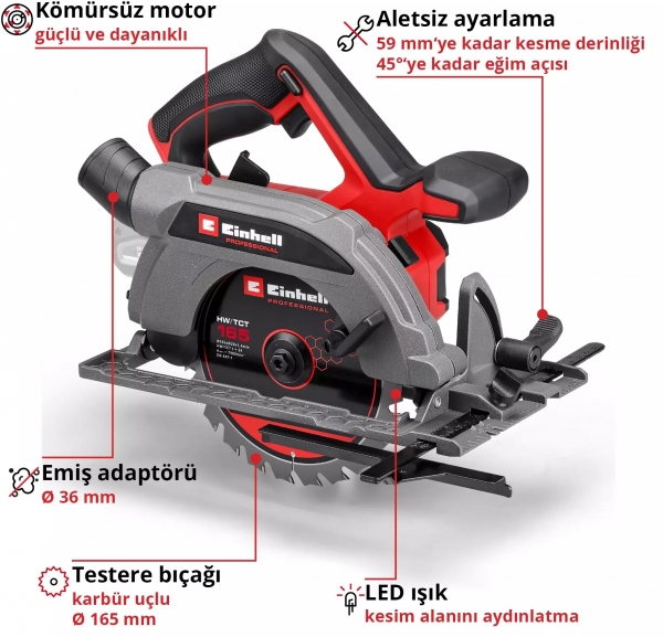 Einhell TP-CS 18/165 Li BL Solo Daire Testere