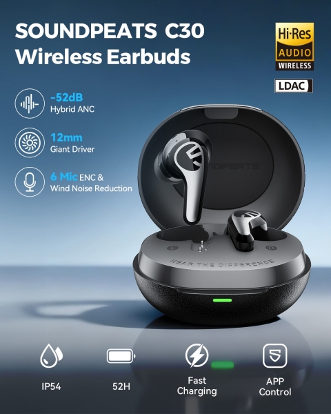 Soundpeats C30 Tam Kablosuz Kulaklık