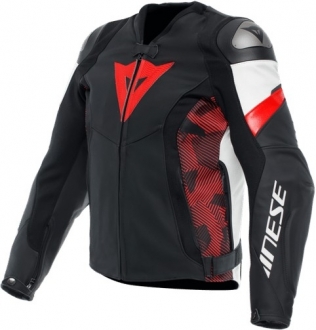 Dainese Avro 5 Black Red Lava White Deri Motosiklet Montu
