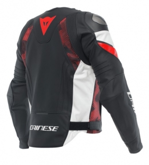 Dainese Avro 5 Black Red Lava White Deri Motosiklet Montu