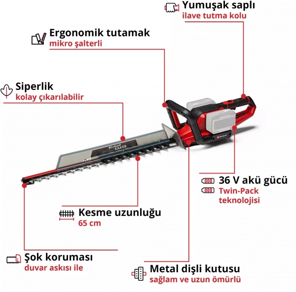 Einhell GE-CH 36/65 Li Solo Çit Budama