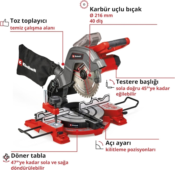 Einhell TE-MS 18/8 Li Solo Gönye Testere