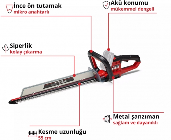 Einhell Arcurra 18/55 Solo Çit Budama