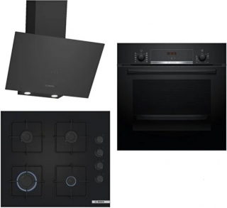 Bosch Siyah Set 289 Ankastre Set POP7C6P30O + HBF514BB1T + DWK64PJ60T