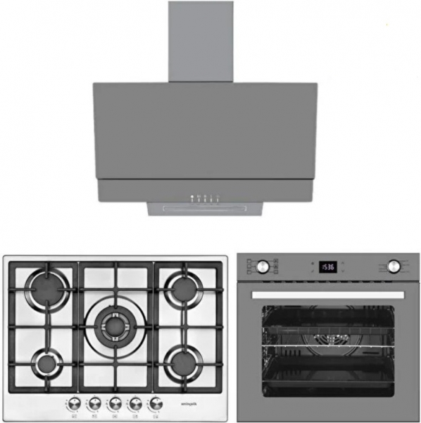 Eminçelik ve AFM Gri Ankastre Set 22380 + FM7710 + 3407
