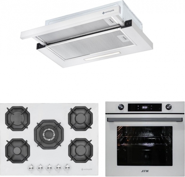 Eminçelik ve AFM Beyaz Ankastre Set 22386 + FM 7701 + AS 1320 W60
