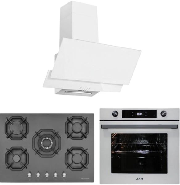 Eminçelik ve AFM Beyaz/Gri Ankastre Set 22 385S + FM 7701 + FM3301