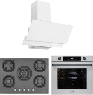 Eminçelik ve AFM Beyaz/Gri Ankastre Set 22 385S + FM 7701 + FM3301