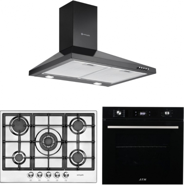 Eminçelik ve AFM Siyah Ankastre Set 22380 + FM 7700 + CH 1420 B60