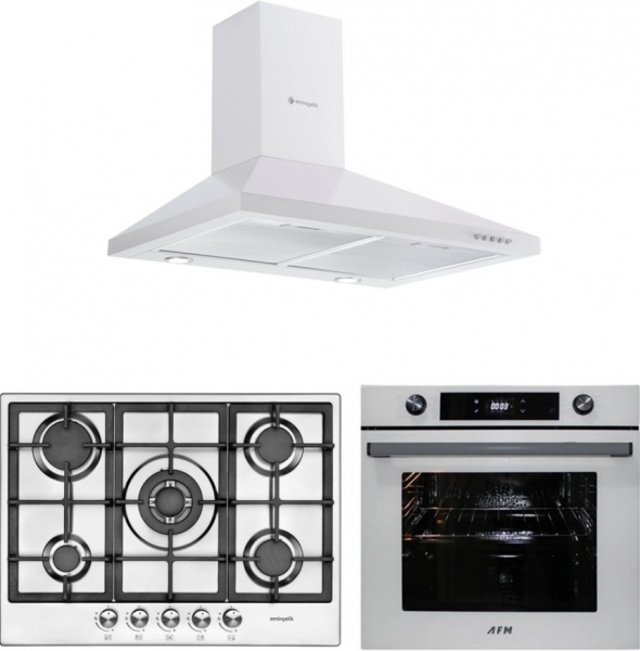 Eminçelik ve AFM Beyaz-İnox Ankastre Set 22380 + FM 7701 + CH 1420 W60