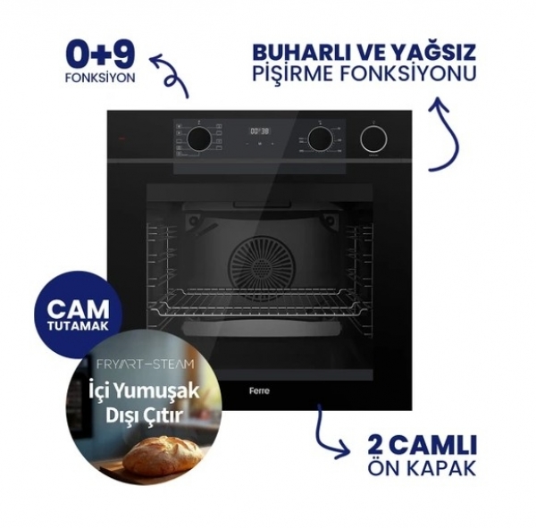 Ferre Siyah Ankastre Set NT 025 + QEP64CS + D080-SA