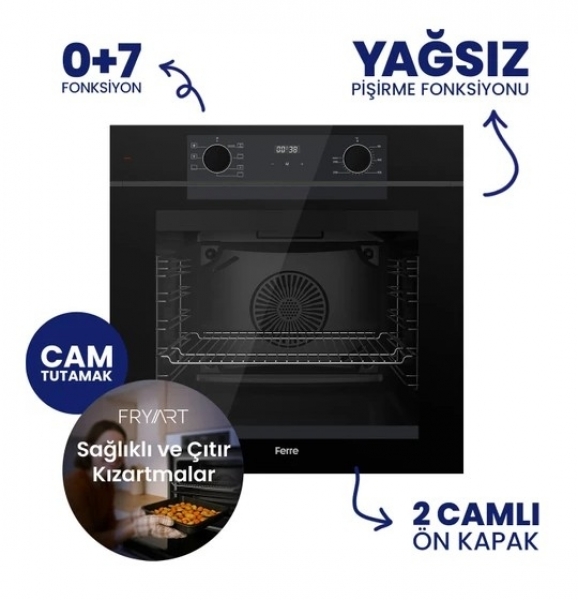 Ferre Siyah Ankastre Set NT 025 + QEP63CS + D080-SA