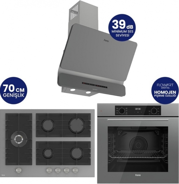 Ferre Flowart Digital Gri Ankastre Set BL138 + QBL63CPR + D082-SA