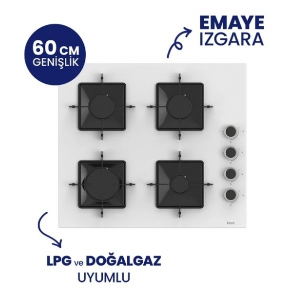Ferre Art Beyaz Ankastre Set SS206 + QEP64CB + D087