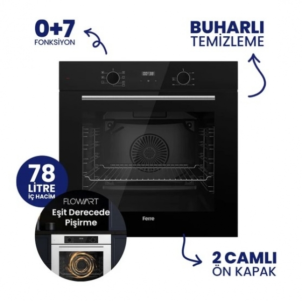 Ferre Flowart Digital Siyah Ankastre Set BL-135 + QBL63CS + D080-SA