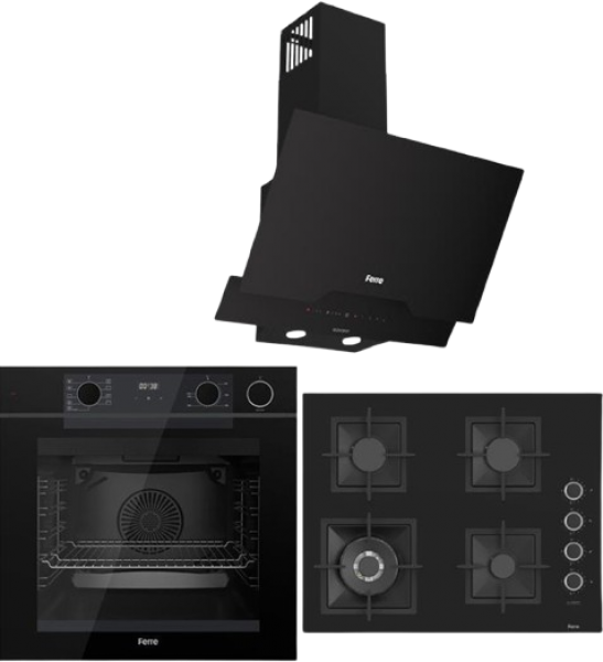Ferre Steam Plus Siyah Ankastre Set SC405-WFA + QEP64CS + D063-SA