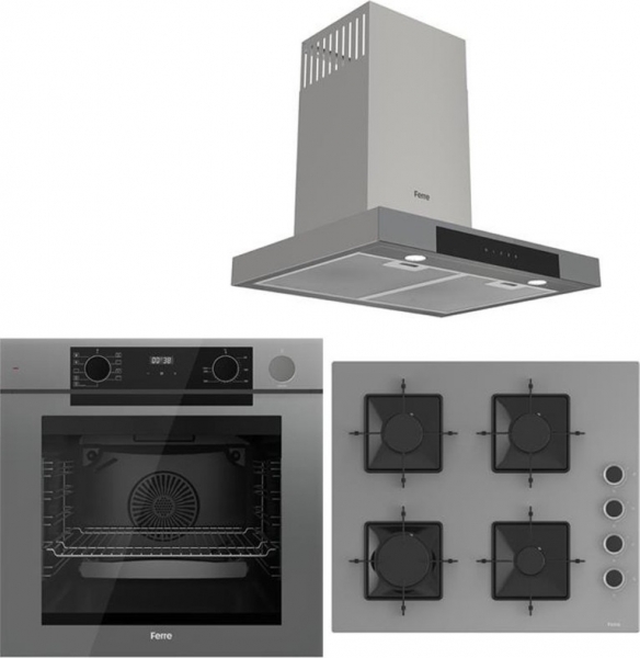 Ferre Steam Plus Gri Ankastre Set SS208 + QEP64CPR + D102