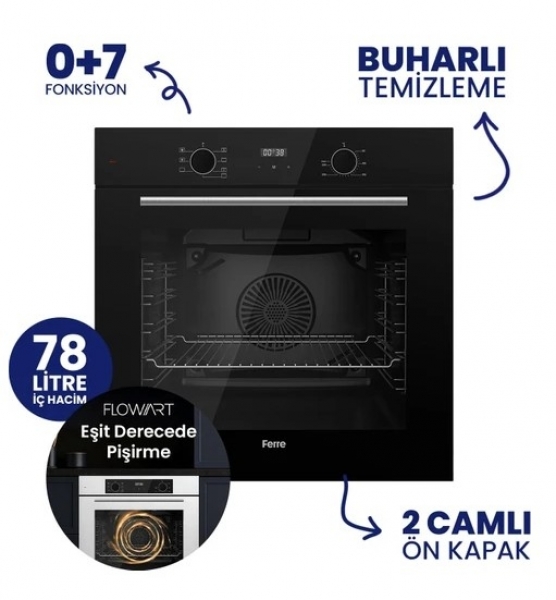 Ferre Siyah Ankastre Set NT 025 + QBL63CS + D080-SA