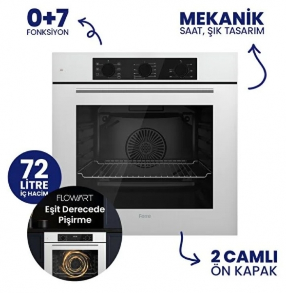 Ferre Beyaz Ankastre Set BL-136 + QBL62CB + D081-SA