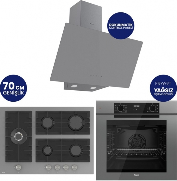 Ferre Fryart Digital Gri Ankastre Set BL138 + QEP63CPR + D079