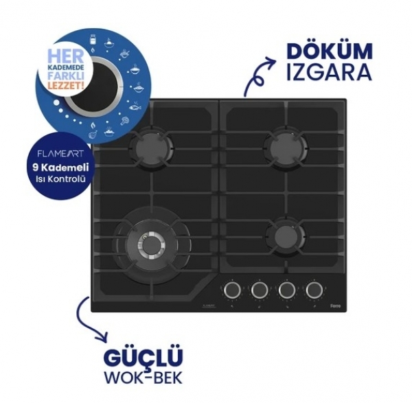 Ferre Asimetrik Siyah Ankastre Set NT 025 + QEP63CS + D063-SA