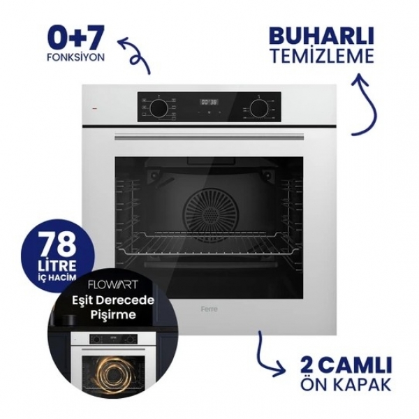 Ferre Flowart Digital Beyaz Ankastre Set SC206-FA + QBL63CB + D081-SA