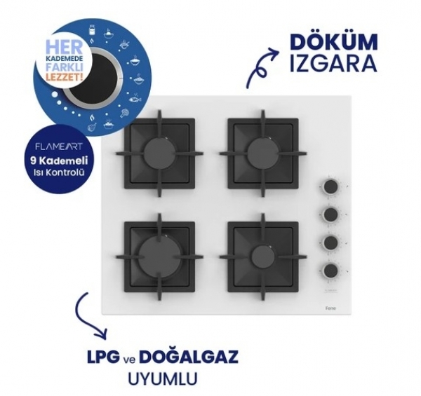 Ferre Flowart Digital Beyaz Ankastre Set SC206-FA + QBL63CB + D081-SA