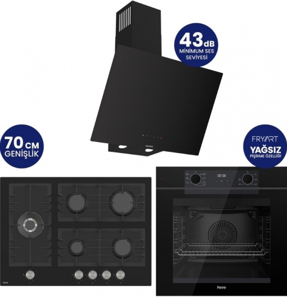 Ferre Fryart Digital Siyah Ankastre Set BL-135 + QEP63CS + D077-SA