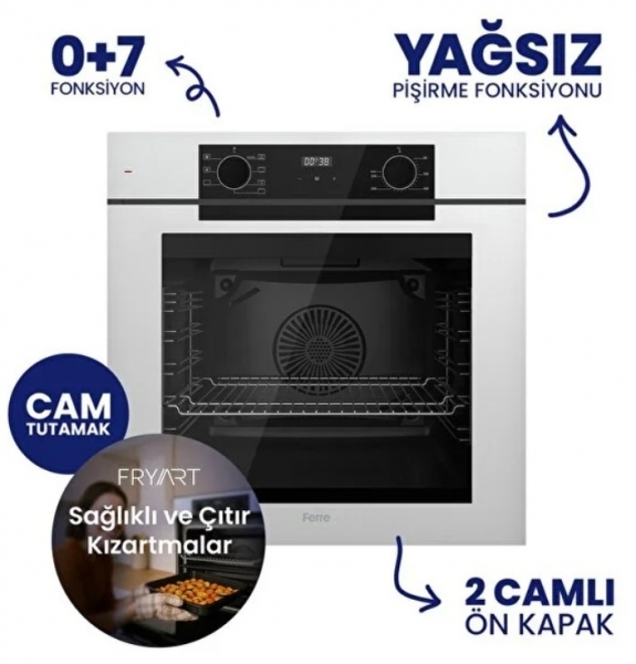 Ferre Fryart Digital Beyaz Ankastre Set BL-136 + QEP63CB + D078